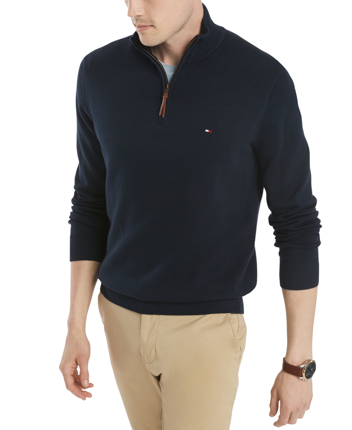 Tommy Hilfiger Men's Big & Quarter-zip Sweater In Desert Sky | ModeSens