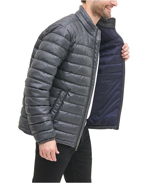 Tommy Hilfiger Men's Quilted Faux Leather Puffer Jacket & Reviews ...