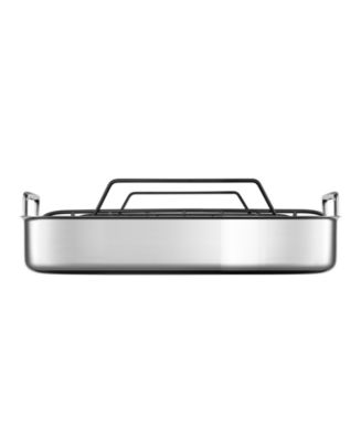 Le Creuset Small Stainless Steel Roasting Pan with Nonstick Rack