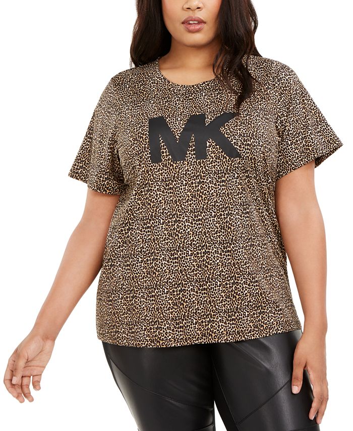 Michael Kors Plus Size Animal-Print Logo T-Shirt & Reviews - Tops - Plus  Sizes - Macy's