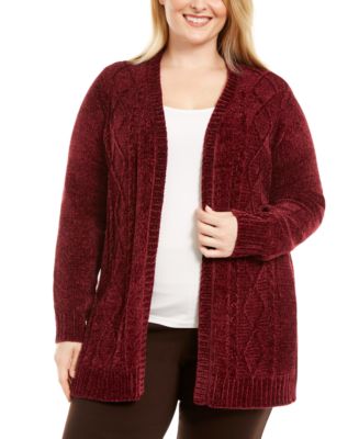 Karen Scott Plus Size Open-Front Chenille Cardigan, Created for Macy's ...