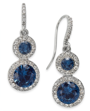 image of Charter Club Crystal & Stone Halo Drop Earrings, Created for Macy-s