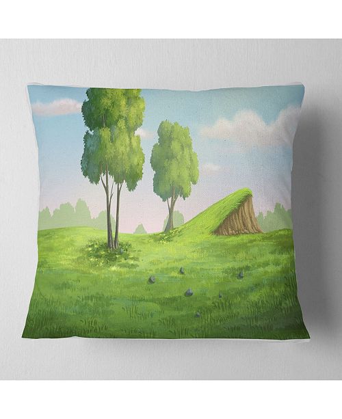 Green Garden With Mound And Trees Landscape Wall Throw Pillow 26 X 26