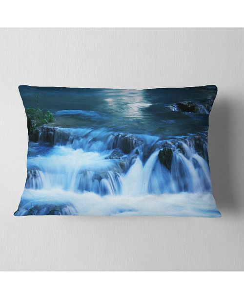 Beautiful Small Blue Waterfalls Landscape Wall Throw Pillow 12 X 20