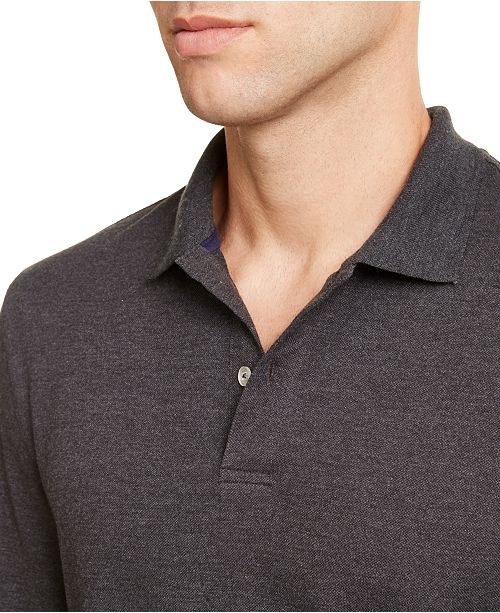 Men S Long Sleeve Heathered Polo Shirt Created For Macy S