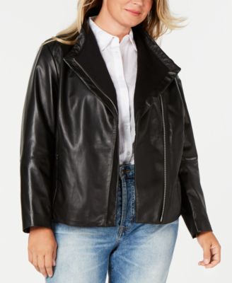 plus size black leather jacket