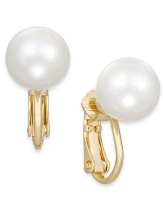 macy's clip on pearl earrings