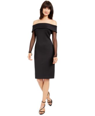 calvin klein black off shoulder dress