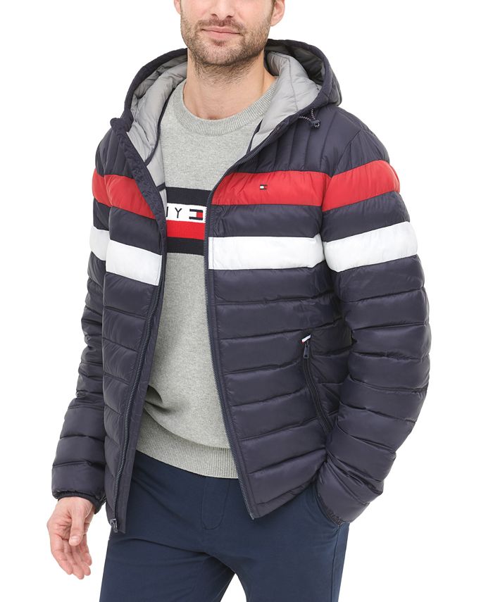 skør Gøre klart Meget Tommy Hilfiger Men's Color Block Hooded Ski Puffer Coat, Created for Macy's  - Macy's
