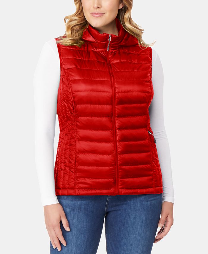 32 Degrees Plus Size Hooded Packable Puffer Vest, Created for Macy's ...