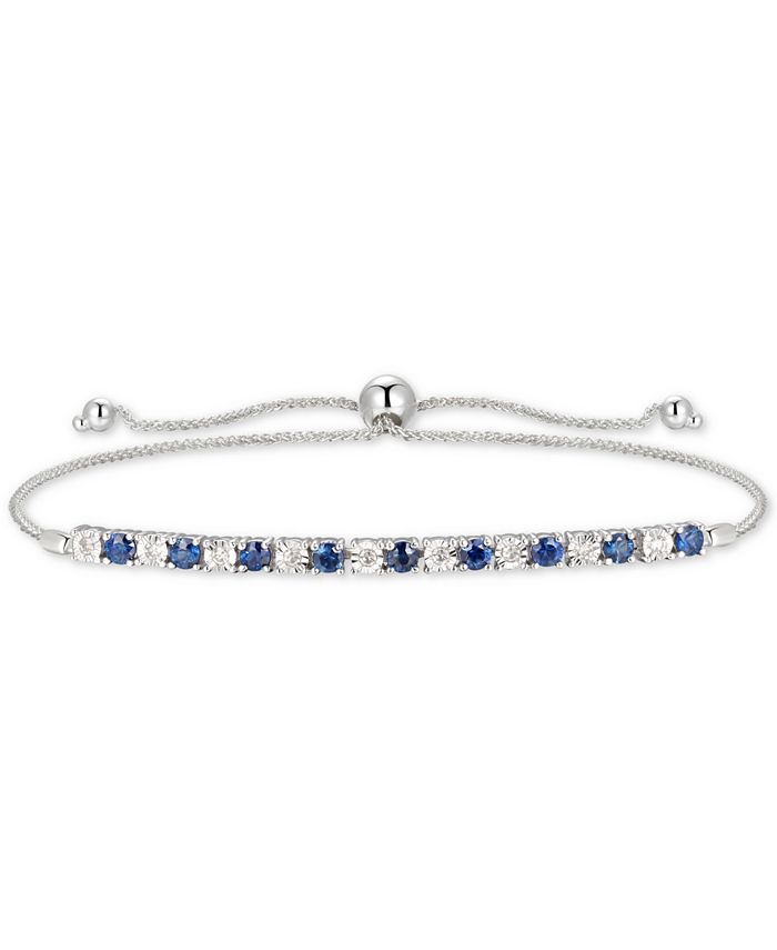 Macy's Sapphire (1/2 ct. t.w.) & Diamond (1/20 ct. t.w.) Bolo Bracelet ...