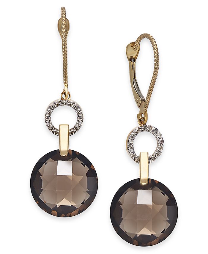 Macy's Smoky Quartz (12 ct. t.w.) & Diamond (1/6 ct. t.w.) Drop