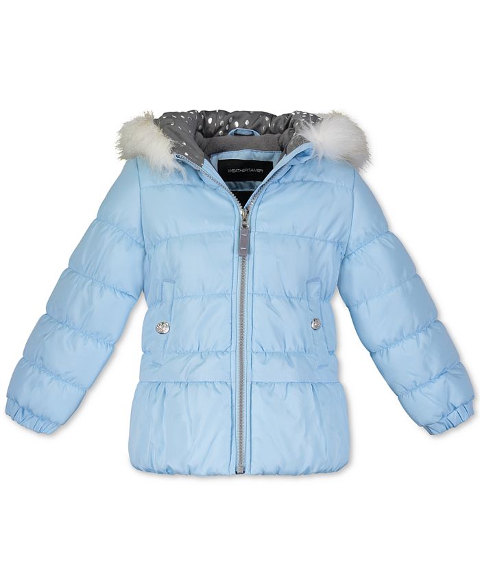 Perman Girls Winter Coat Puffer Jacket Padded Overcoat with Fur Hood
