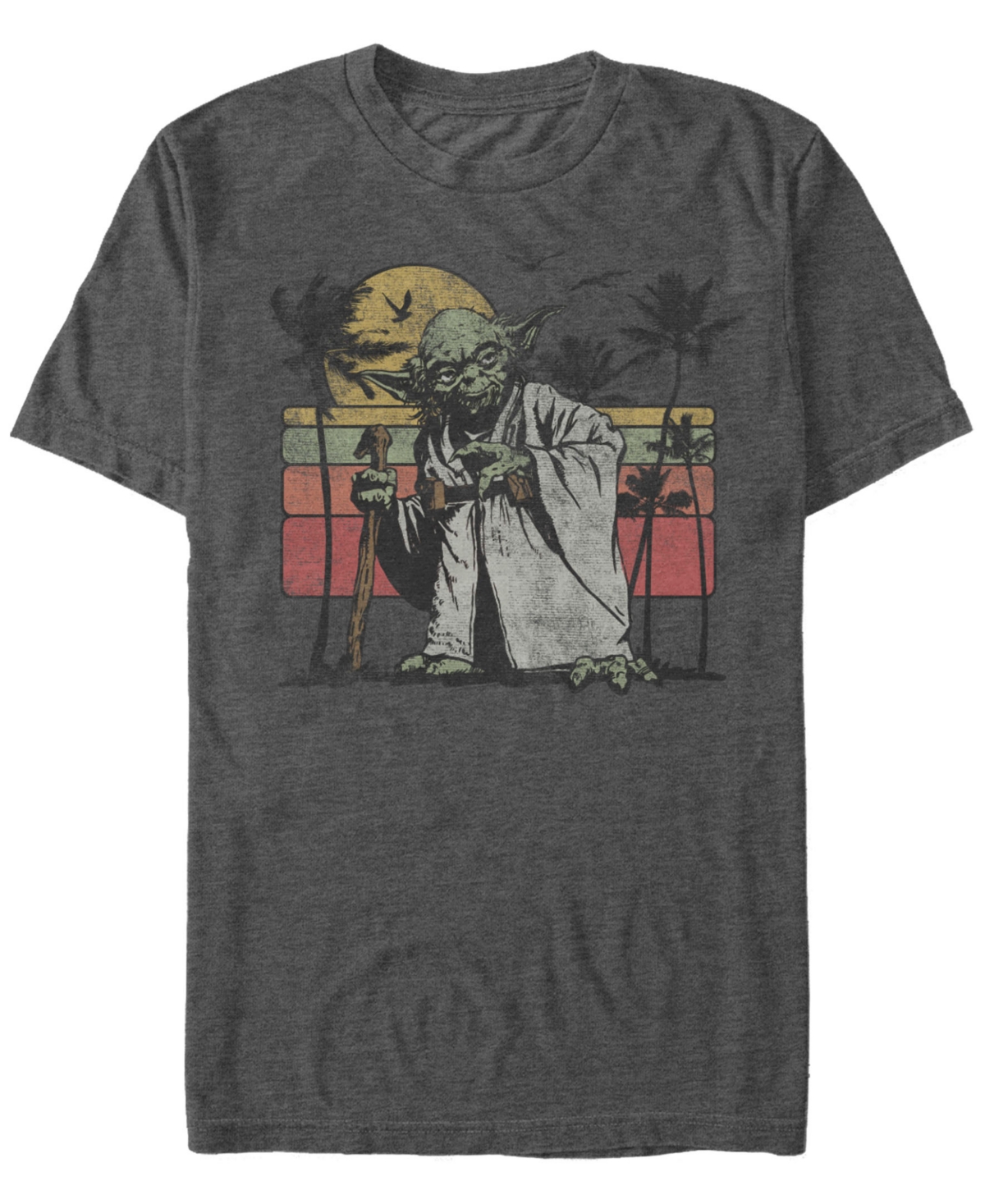 Star Wars Men's Classic Yoda Island Short Sleeve T-Shirt - Charcoal Heather