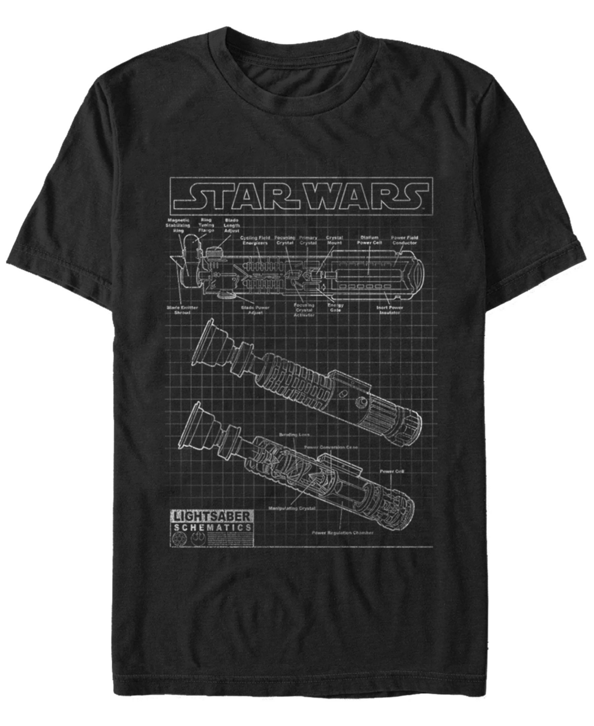 Star Wars Men's Classic Lightsaber Schematics Short Sleeve T-Shirt - Black