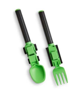 Kids Utensil Set Dinneractive - Construction Themed Fork & Spoon For Toddlers (Yellow) Toddler Fork And Spoon Set