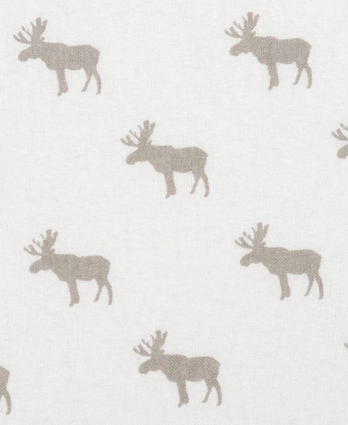 Trend Lab - Gray Moose Silhouettes Deluxe Flannel Fitted Crib Sheet