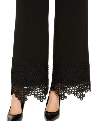 Alfani Petite Lace-Hem Palazzo Pants, Created for Macy's