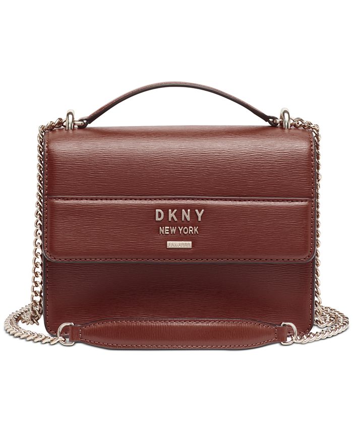 Dkny Brown Leather Ava Zip Crossbody Bag