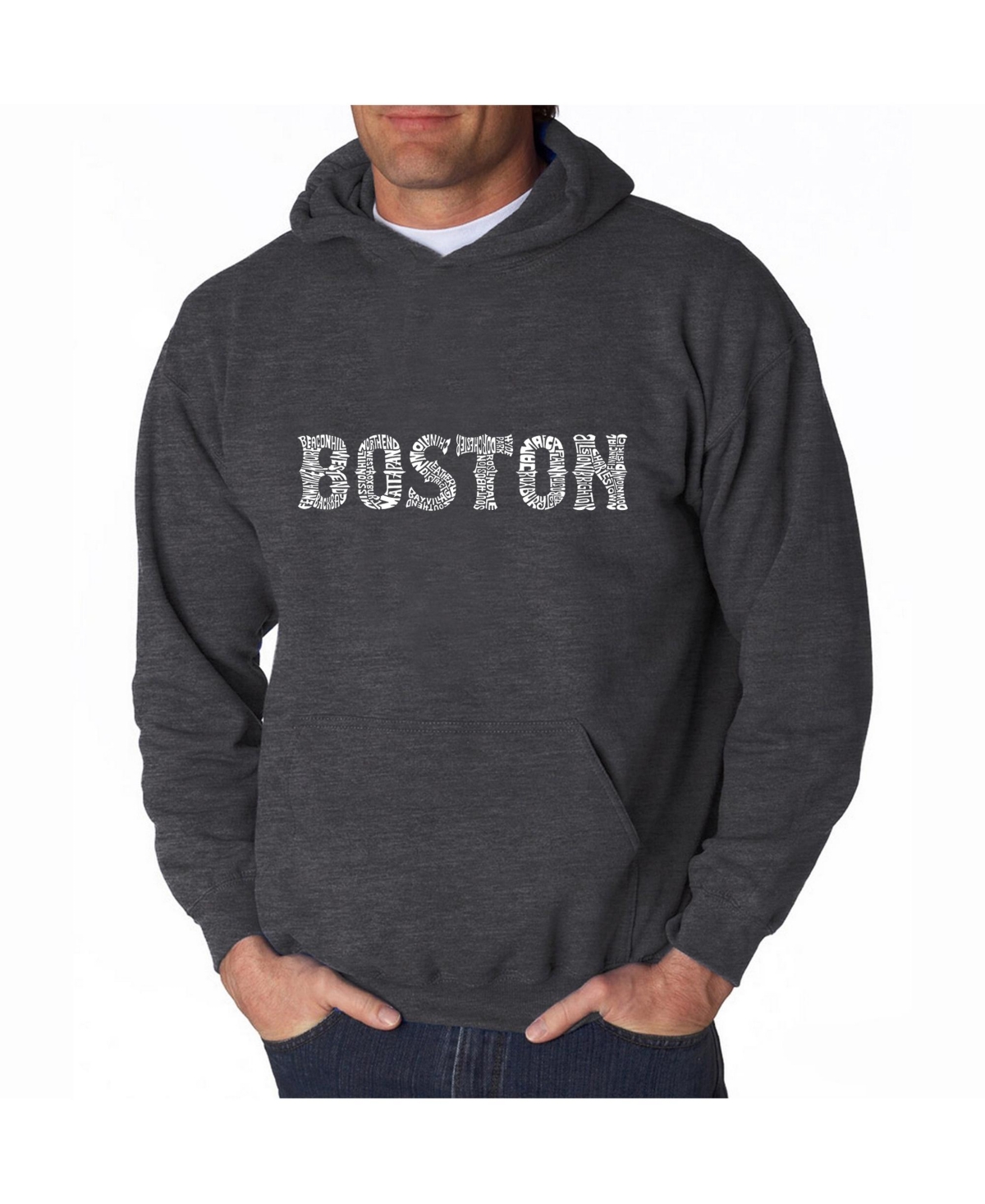 La Pop Art Men's Word Art Hooded Sweatshirt - Boston Neighborhoods