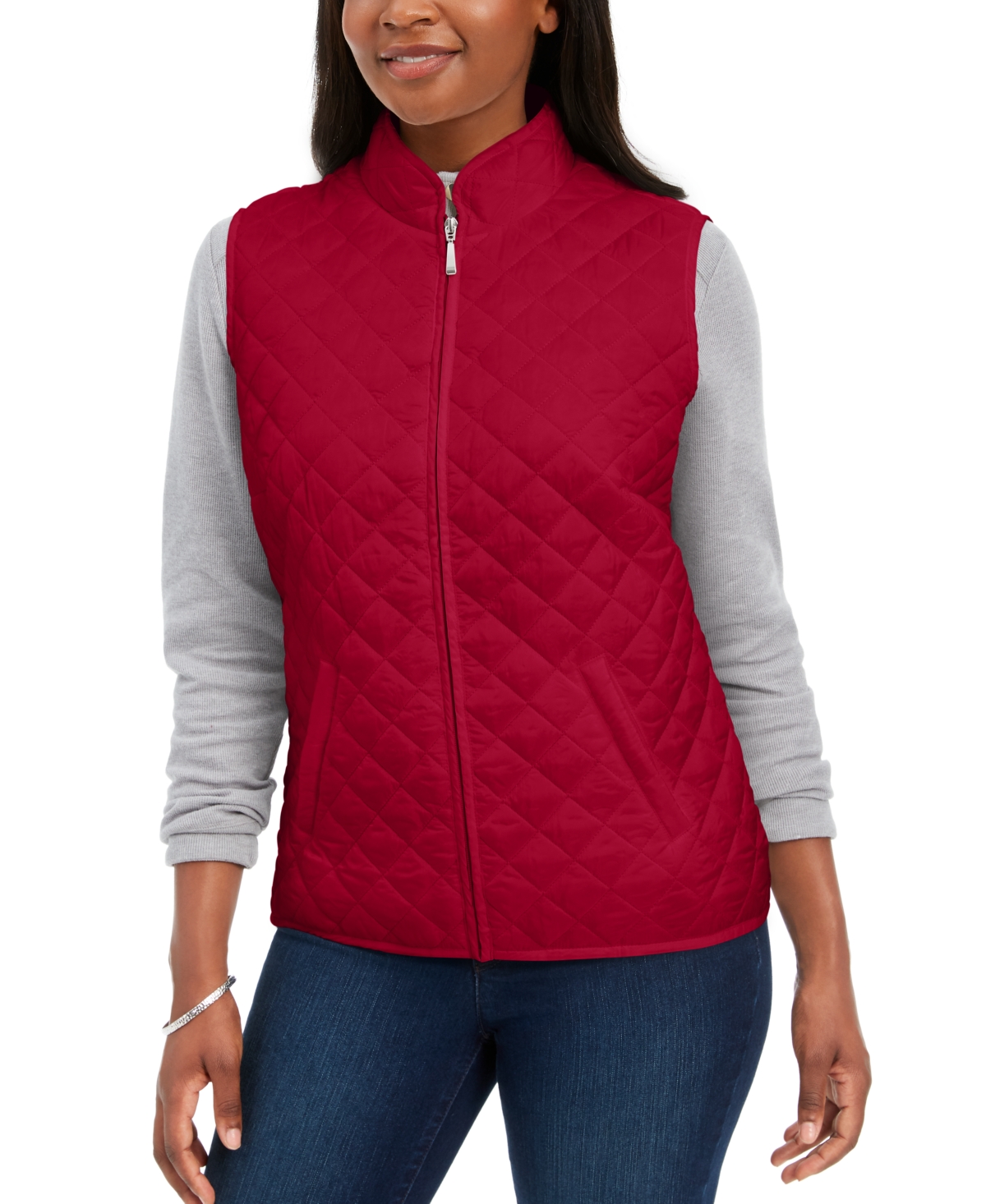 Petite Quilted Puffer Vest, Created for Macy's - New Red Amore