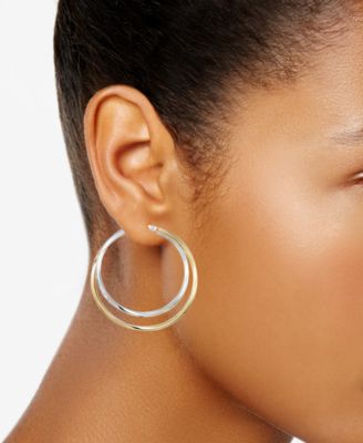 Interlocking Hoop Earrings in 14k Gold-Plated Silver and Sterling Silver