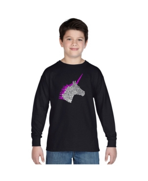 La Pop Art Boy's Word Art Long Sleeve - Unicorn
