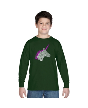 La Pop Art Boy's Word Art Long Sleeve - Unicorn