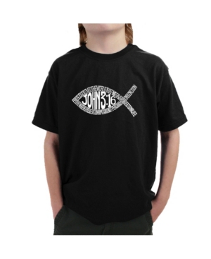 image of La Pop Art Boy-s Word Art T-Shirt - John 3:16 Fish Symbol