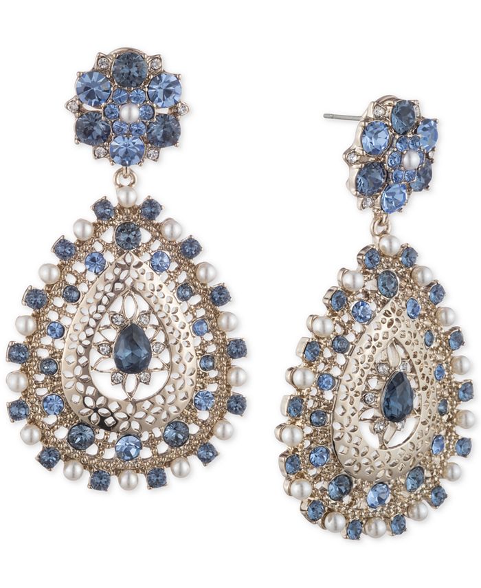 Marchesa GoldTone Crystal & Imitation Pearl Chandelier Earrings Macy's