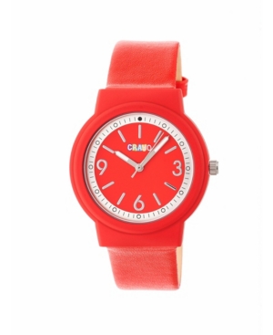 image of Crayo Unisex Vivid Red Leatherette Strap Watch 36mm