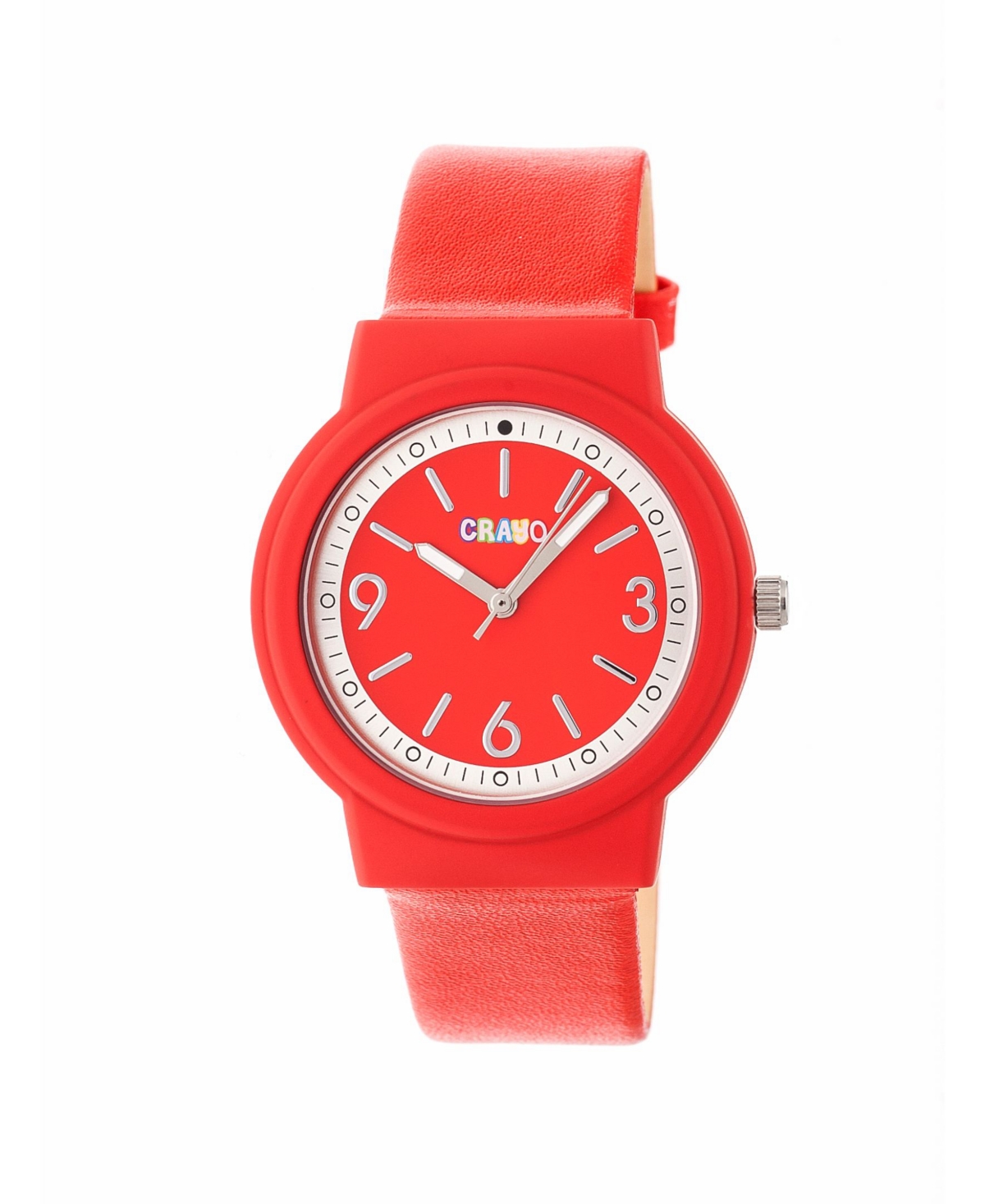 Crayo Unisex Vivid Red Leatherette Strap Watch 36mm
