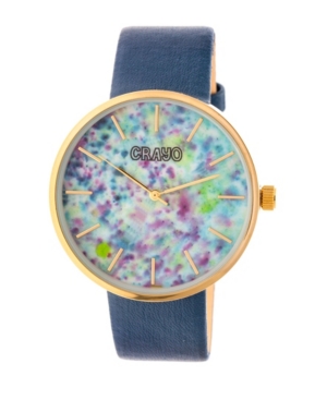 image of Crayo Unisex Swirl Navy Leatherette Strap Watch 42mm