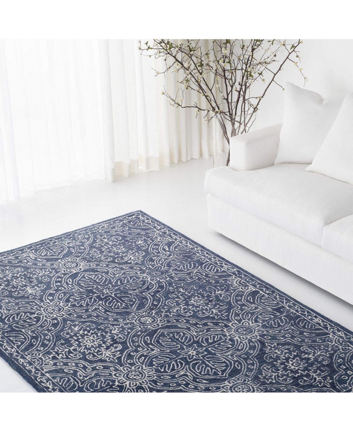 Lauren Ralph Lauren Etienne LRL6603Nand Ivory X Area Rug - Navy