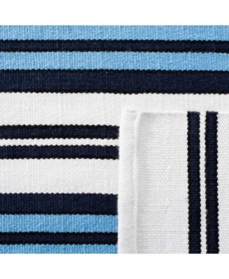 Leopold Stripe LRL2462B White and French Blue 8' X 10' Outdoor Area Rug