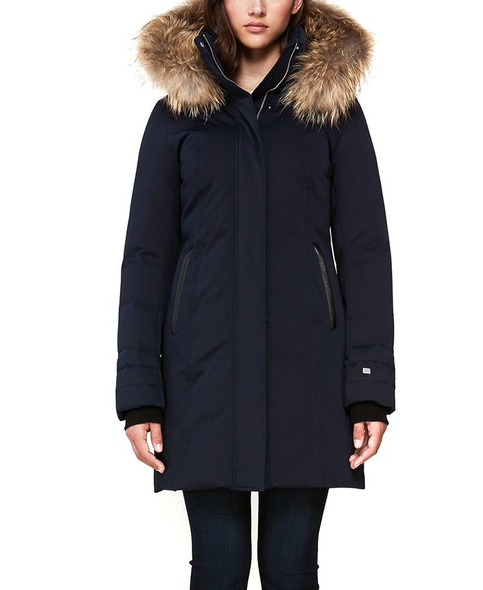 Soia & Kyo Hooded Fur-Trim Down Coat, Created for Macy's - Macy's