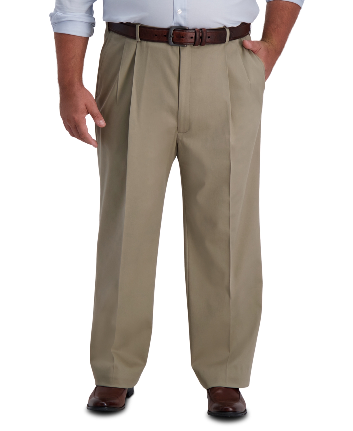 Shop Haggar Men's Big & Tall Iron Free Premium Khaki Classic-fit Pleated Pant In Dark Grey