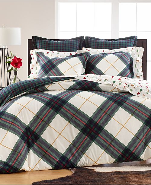 Winter Plaid Flannel Twin Duvet Cover Created For Macy S