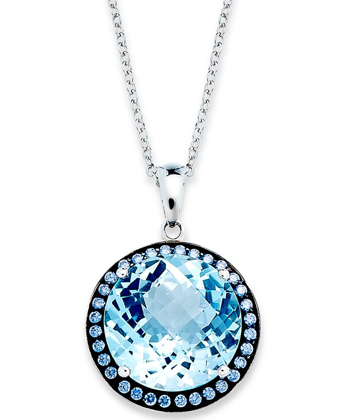 Macy's Sterling Silver Necklace, Blue Swarovski Zirconia (5/8 ct. t.w
