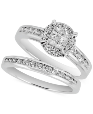 image of Diamond Princess Cluster Bridal Set (1 ct. t.w.) in 14k White Gold