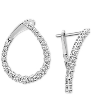 image of Diamond Teardrop Front & Back Hoop Earrings (1 ct. t.w.) in 14k White Gold