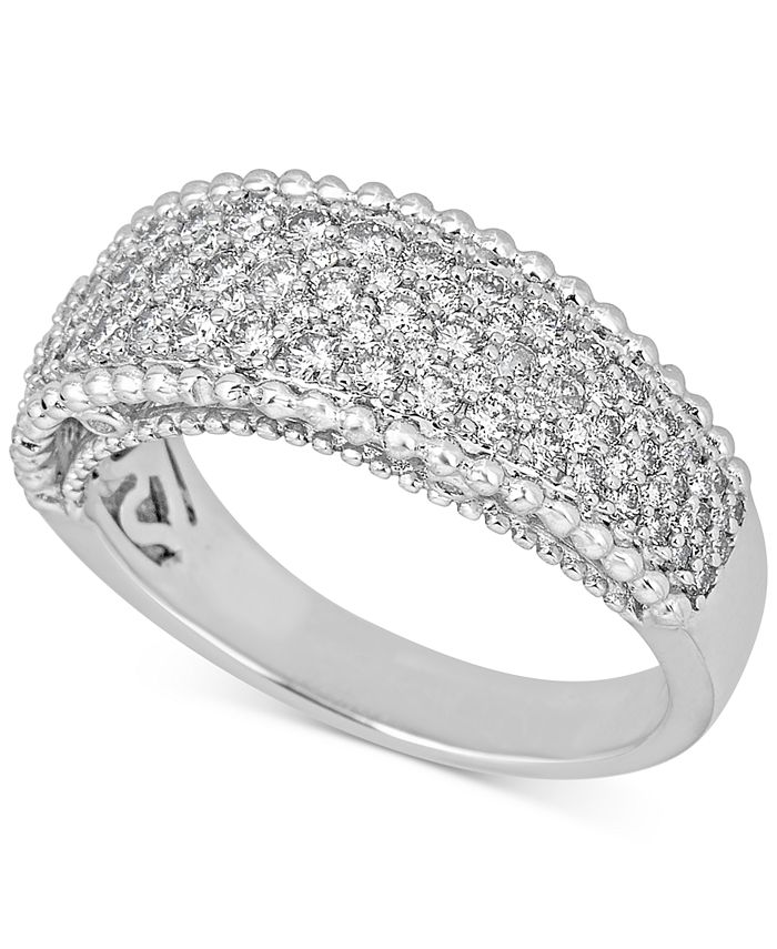 Macy s Diamond Beaded Edge Pav Band 1 ct. t.w. in 14k White