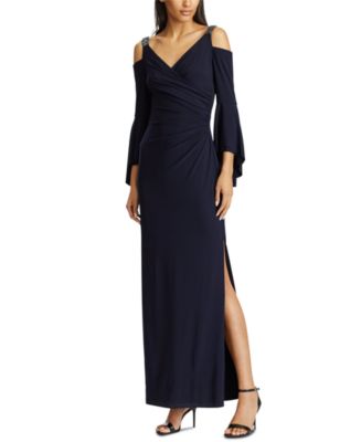 Lauren Ralph Lauren Cold-Shoulder Evening Gown - Macy's