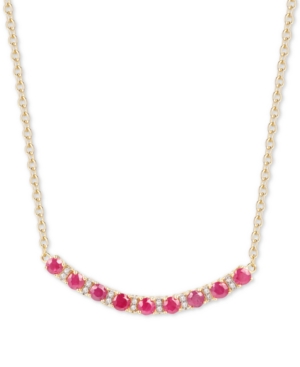 image of Certified Ruby (1-1/5 ct. t.w.) & Diamond (1/20 ct. t.w.) Curved Bar 17