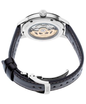 Men's Automatic Presage Brown Leather Strap Watch 40.5mm