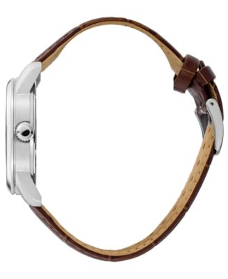 Men's Solar Essentials Brown Leather Strap Watch 40mm