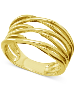 image of Essentials Criss-Cross Open Band Ring in Gold-Plate