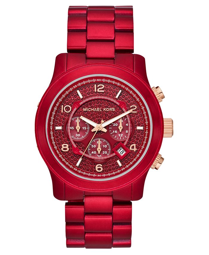 Michael Kors LIMITED EDITION Chronograph Runway Red Stainless Steel  Bracelet Watch 45mm, Created for Macy's & Reviews - Macy's