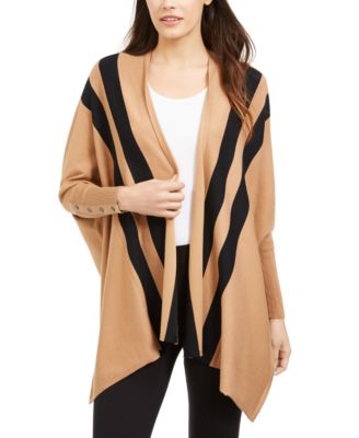Alfani - Petite Striped Open-Front Cardigan