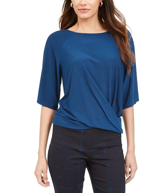 Alfani Petite Twisted ElbowSleeve Top, Created for Macy's & Reviews
